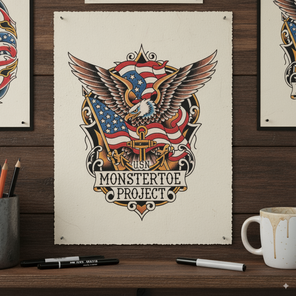 MonsterToe Project Navy Tattoo Flash